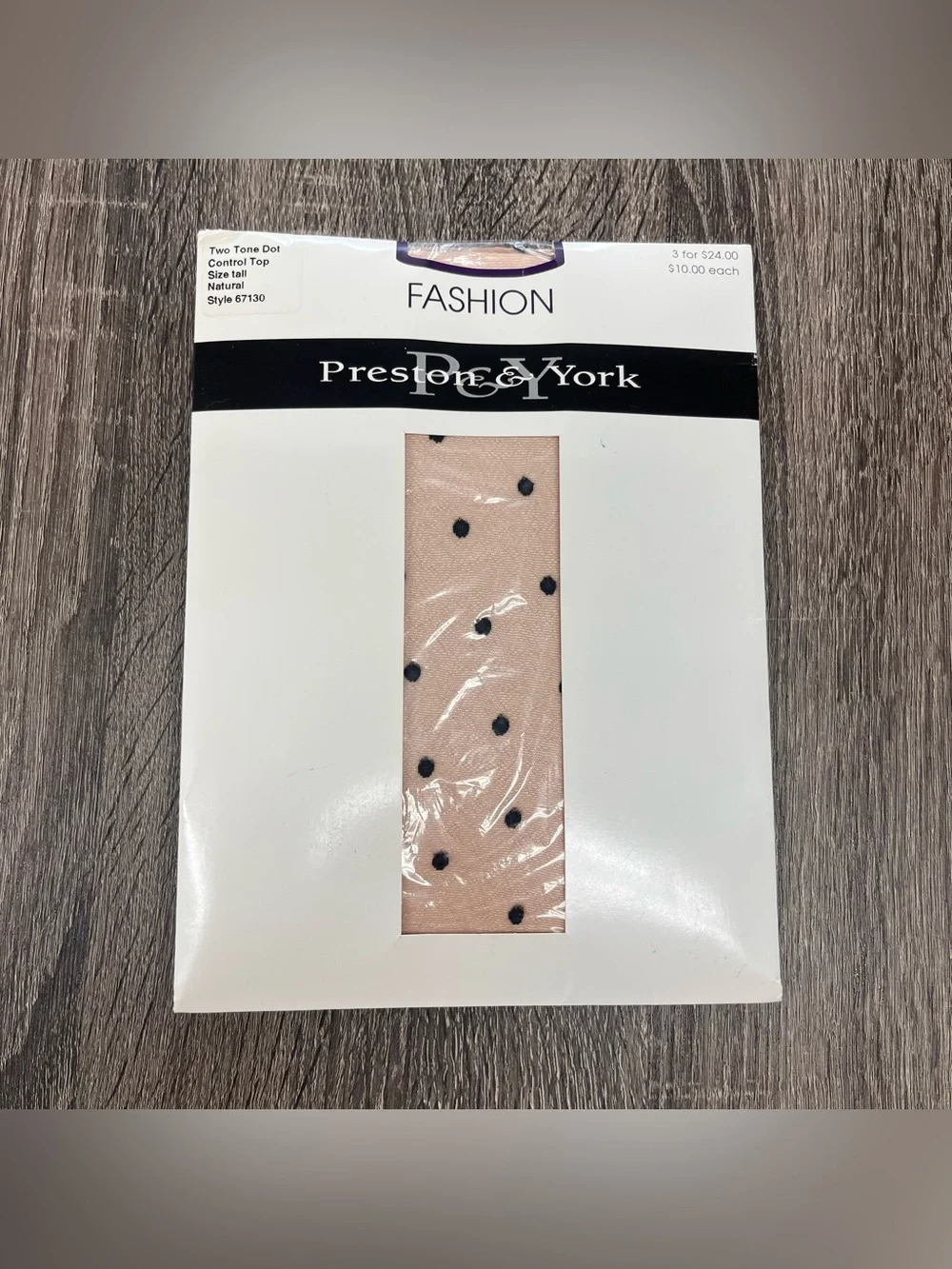 Preston & York Natural Polka Dot Control Top Tights - Black Dot
